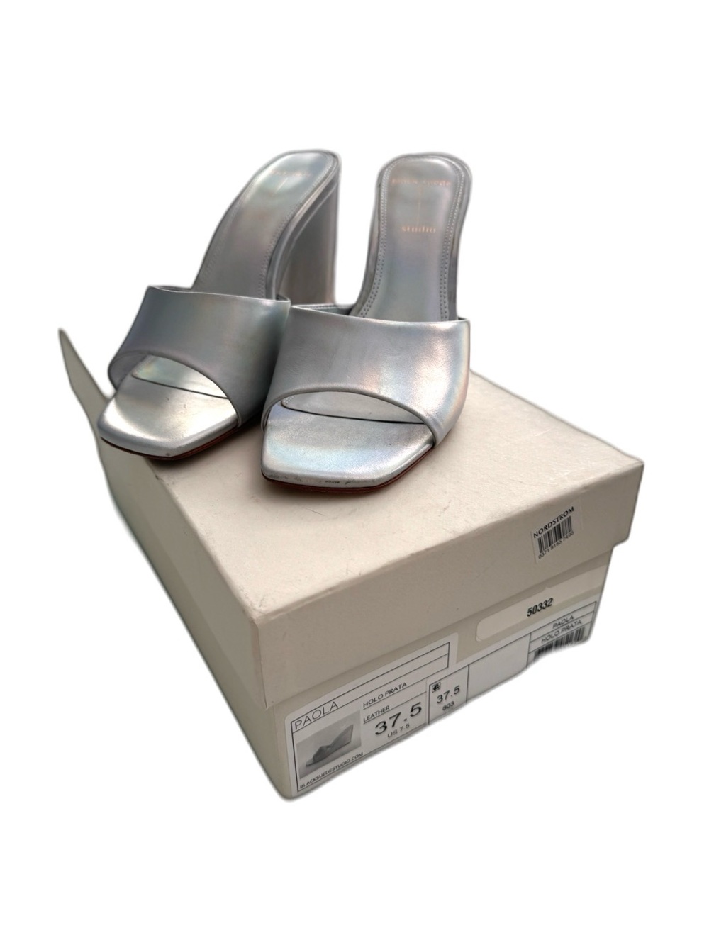 Black suede studio Paola Silver Metallic Slide Mules - size 37.5